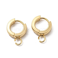 201 Stainless Steel Huggie Hoop Earrings Findings, with Vertical Loop, with 316 Surgical Stainless Steel Earring Pins, Ring, Real 24K Gold Plated, 11x2mm, Hole: 2.7mm, Pin: 1mm(STAS-A167-01E-G)