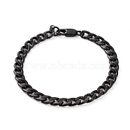 Men's 304 Stainless Steel Cuban Link Chain Bracelets, with Lobster Claw Clasps, Electrophoresis Black, 8-1/2 inch(21.6cm)(BJEW-JB05917-02)