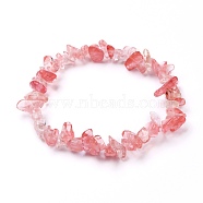 Cherry Quartz Glass Chip Beads Stretch Bracelets, Inner Diameter: 2-1/4 inch(5.6cm), Beads: 4~11mm(BJEW-JB05765-02)
