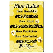 Rectangle Metal Iron Sign Poster, for Home Wall Decoration, Bees Pattern, 300x200x0.5mm(AJEW-WH0157-330)