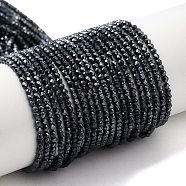 Electroplate Glass Beads Strands, Full Plated, Faceted Round, Black Plated, 2mm, Hole: 0.7mm, about 184~187pcs/strand, 14.45''(36.7cm)(GLAA-H021-01A-FP02)