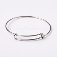 Adjustable 304 Stainless Steel Expandable Bangle Making, Stainless Steel Color, 62mm(X-BJEW-L604-10)
