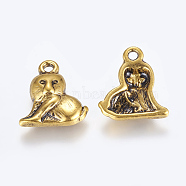 (Autumn Aesthetic Big Sale), Alloy Charms, Lead Free and Cadmium Free, Lion, Antique Golden, 15x14x3mm, Hole: 1.5mm(PALLOY-EA9692Y-AG)