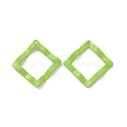 Spray Painted Alloy Pendants, Cadmium Free & Lead Free & Nickle Free, Rhombus Charm, Yellow Green, 34x34x1mm, Hole: 1.2mm(FIND-I037-15)