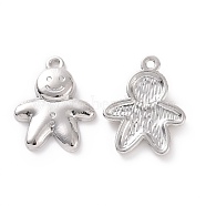 Rack Plating Alloy Pendants, Cadmium Free & Lead Free & Nickle Free, Gingerbread Man Charm, Silver, 21x16.5x3mm, Hole: 1.2mm(FIND-I037-29S)