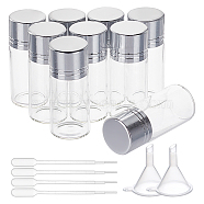 Glass Bead Containers, with Aluminum Lid, Disposable Plastic Transfer Pipettes, Mini Transparent Plastic Funnel Hopper, Silver, 2.15x5.2cm, 26pcs/box(CON-BC0001-50)