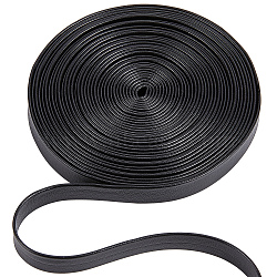 Flat Imitation Leather Cord, Garment Accessories, Black, 10x1mm, about 5.47 Yards(5m)/Bundle(LC-WH0006-02D-01)