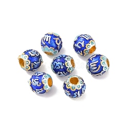 Handmade Cloisonne Beads, Enamel, Round, Blue, 6mm(FIND-PW0005-22A)