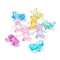 Acrylic Transparent Pendants, Decorate Accessories, Bear, Mixed Color, 38x35x15mm, Hole: 3mm, about 94~100pcs/bag(DIY-D041-04)