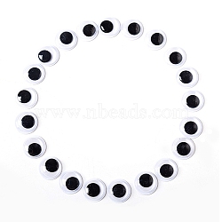 Black & White Plastic Wiggle Googly Eyes Cabochons, DIY Scrapbooking Crafts Toy Accessories with Label Paster on Back, Black, 15mm, 100pcs/bag(DOLL-PW0001-077D)