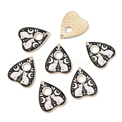 Alloy Pendants, with Enamel, Heart Planchette Charms, Cat Shape, 26x22x1.2mm, Hole: 2mm(ENAM-N056-218A)