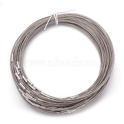 Steel Wire Necklace Making, with Magnetic Clasps, Platinum, Silver, 1mm, 18 inch(X-SWM09)