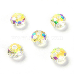 Electroplate Glass Beads, AB Color Plated, Faceted, Rondelle, Crystal AB, 6x4mm, Hole: 1.2mm(RGLA-L024-H-001AB-A)