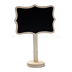 Flower Boxwood Mini Chalkboard Signs, with Support Easels, for Wedding & Birthday Party Decoration, Black, 14.7x10x0.4cm, Pedestal: 4.5x0.9mm, Hole: 11x3.5mm, 2pcs/set(WOOD-F010-06)