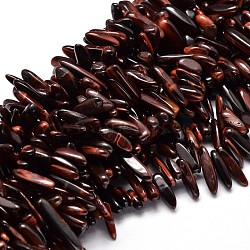 Natural Tiger Eye Chip Beads Strands, Dyed & Heated, 8~30x5~12mm, Hole: 1mm, about 15.3 inch~15.7 inch(G-E271-37)