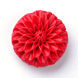 Cinnabar Beads, Flower, Red, 40x41.5x15mm, Hole: 2mm(X-CARL-S004-04)