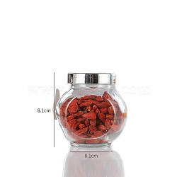 Glass Storage Container, Decorative Organizer Canister Airtight Jar for Food, Coffee Bean, Tea, Bathroom Holder, Clear, 8.1x8.1cm(PW-WGC17FF-03)