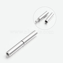 Tarnish Resistant 304 Stainless Steel Bayonet Clasps, Column, Stainless Steel Color, 20x2mm, Hole: 1mm(STAS-L134-03)