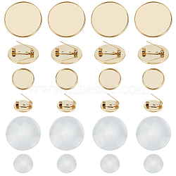 DIY Blank Dome Brooch Making Kit, Including Flat Round 304 Stainless Steel Brooch Findings, Glass Cabochons, Golden, 40Pcs/box(DIY-BBC0001-37)