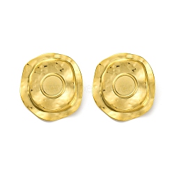 Ion Plating(IP) 304 Stainless Steel Flat Round Stud Earrings, Real 18K Gold Plated, 34.5x32mm(EJEW-K295-19G)