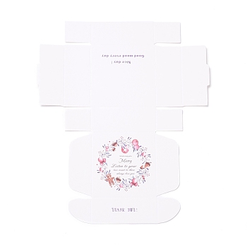 Creative Folding Wedding Candy Cardboard Box, Small Paper Gift Boxes, for Handmade Soap and Trinkets, Floral Pattern, 7.7x7.6x3.1cm, Unfold: 24x20x0.05cm