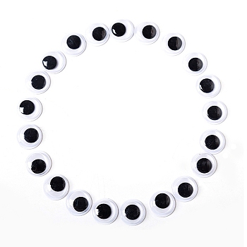 Black & White Plastic Wiggle Googly Eyes Cabochons, DIY Scrapbooking Crafts Toy Accessories with Label Paster on Back, Black, 15mm, 100pcs/bag