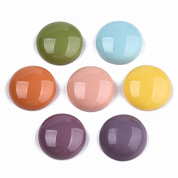 Opaque Resin Cabochons, Half Round/Dome, Mixed Color, 13.5x5mm