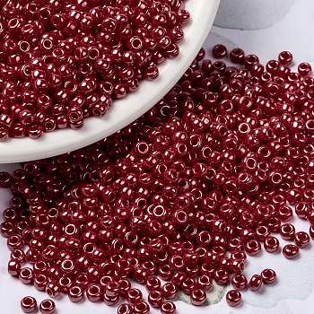 MIYUKI Round Rocailles Beads, Japanese Seed Beads, 8/0, (RR426) Opaque Red Luster, 8/0, 3mm, Hole: 1mm, about 2111~2277pcs/50g