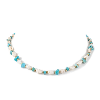 Synthetic Turquoise Chip & Natural Trumpet Shell Necklaces, 16.18 inch(41.1cm)