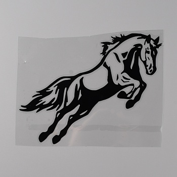 Waterproof Horse Plastic Reflective Stickers, Saftety Warning Sign Decals for Motorcycle, Car Windshield, Vehicle Decor, Black, 165x210x0.1mm, Sticker: 152x192x0.1mm