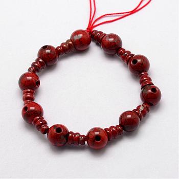 Natural Brecciated Jasper 3-Hole Guru Bead Strands, for Buddhist Jewelry Making, T-Drilled Beads, 16.5~18mm, Hole: 2~3mm, 2pcs/set, 10sets/strand, 6.5 inch