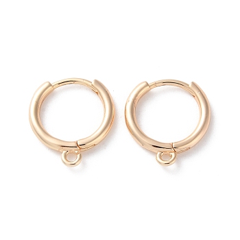 Rack Plating Brass Huggie Hoop Earring Findings, Long-Lasting Plated, Real 18K Gold Plated, 15.5x14x2mm, Hole: 1.5mm, Pin: 1mm