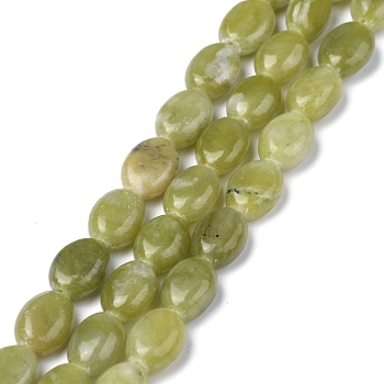 Natural Xinyi Jade/Chinese Southern Jade Beads Strands, Oval, 8x6x3.5~4mm, Hole: 1mm, about 45~52pcs/strand, 15.16~15.74 inch(38.5~40cm)