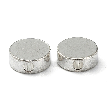 Brass Beads, Flat Round, Silver Color Plated, 8x3mm, Hole: 1.8mm