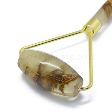 Synthetic Tigerskin Glass Brass Face Massager(MRMJ-G010-11)-2