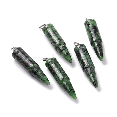 Stainless Steel Color Bullet Ruby in Zoisite Pendants