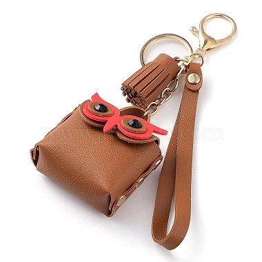 Women's Lady Owl Mini Coin Purse PU Leather Keychain with Tassel(ANIM-PW0003-052B)-3