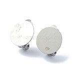 Tarnish Resistant 304 Stainless Steel Clip-on Earring Findings, Flat Round Earring Settings, with Loops, Stainless Steel Color, 16.5x12x7mm, Hole: 2.5mm(STAS-Q318-08P)