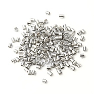 2MM Platinum Plated Tube Crimp Beads, Cadmium Free & Lead Free, Brass Beads, about 2mm wide, 2mm long, hole: 1.5mm, about 900pcs/10g(X-E003)