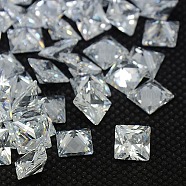 Cubic Zirconia Cabochons, Grade A, Faceted, Square, Clear, 2x2x1mm, about 110pcs/2g(X-ZIRC-M004-2x2mm-007)
