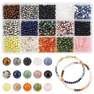 Nbeads 15 Strands 15 Styles Natural Mixed Gemstone Beads Strands, Round, 4~4.5mm, Hole: 0.8~1mm, about 44~96pcs/strand, 7.6~15.7 inch, 1 strand/style(G-NB0005-19)