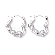 304 Stainless Steel Heart Hoop Earrings for Women, Stainless Steel Color, 20x18.5x3.5mm, Pin: 0.8mm(EJEW-G293-20P)
