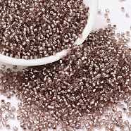 Cylinder Seed Beads, Silver Lined, Round Hole, Uniform Size, Rosy Brown, 2x1.5mm, Hole: 0.8mm, about 888pcs/10g(X-SEED-H001-G19)