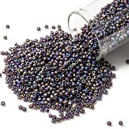 TOHO Round Seed Beads, Japanese Seed Beads, (166CF) Transparent AB Frost Amethyst, 11/0, 2.2mm, Hole: 0.8mm, about 5555pcs/50g(SEED-XTR11-0166CF)