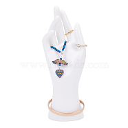 Plastic Mannequin Hand Jewelry Display Holder Stands, Hand Ring Jewelry Organizer Rack for Ring, Bracelet, Watch, White, 7.4x7.4x21.5cm(RDIS-WH0009-014)
