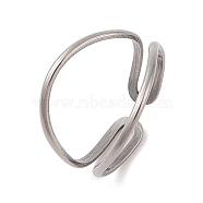 Non-Tarnish 304 Stainless Steel Double Layer Cuff Rings for Women, Stainless Steel Color, 14mm, Adjustable(RJEW-G322-01P)