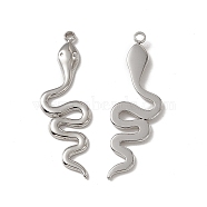 201 Stainless Steel Pendants, Snake Charm, Stainless Steel Color, 32x9.5x2mm, Hole: 1.4mm(STAS-J401-VC770)