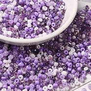 Opaque & Transparent Inside Colours Glass Seed Beads, Round Hole, Round, Mixed Color, Medium Purple, 3x1.5~2.5mm, Hole: 0.8mm, about 450g/bag(SEED-F004-01D)