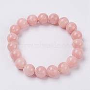Natural Yellow Jade Beaded Stretch Bracelet, Dyed, Round, PeachPuff, 2 inch(5cm), Beads:  6mm(BJEW-P209-21-6mm)