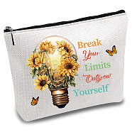 Teachers' Day Polycotton Custom Canvas Storage Bags, Metal Zipper Pouches, Rectangle with Pattern, Flower, 18x25cm(ABAG-WH0029-070)